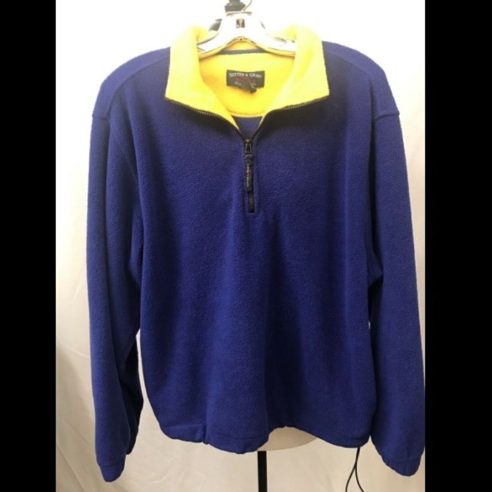 Sutter & Grant Men's Fleece Pullover 1/4 Zip, Pull string. Excellent. Large. AL